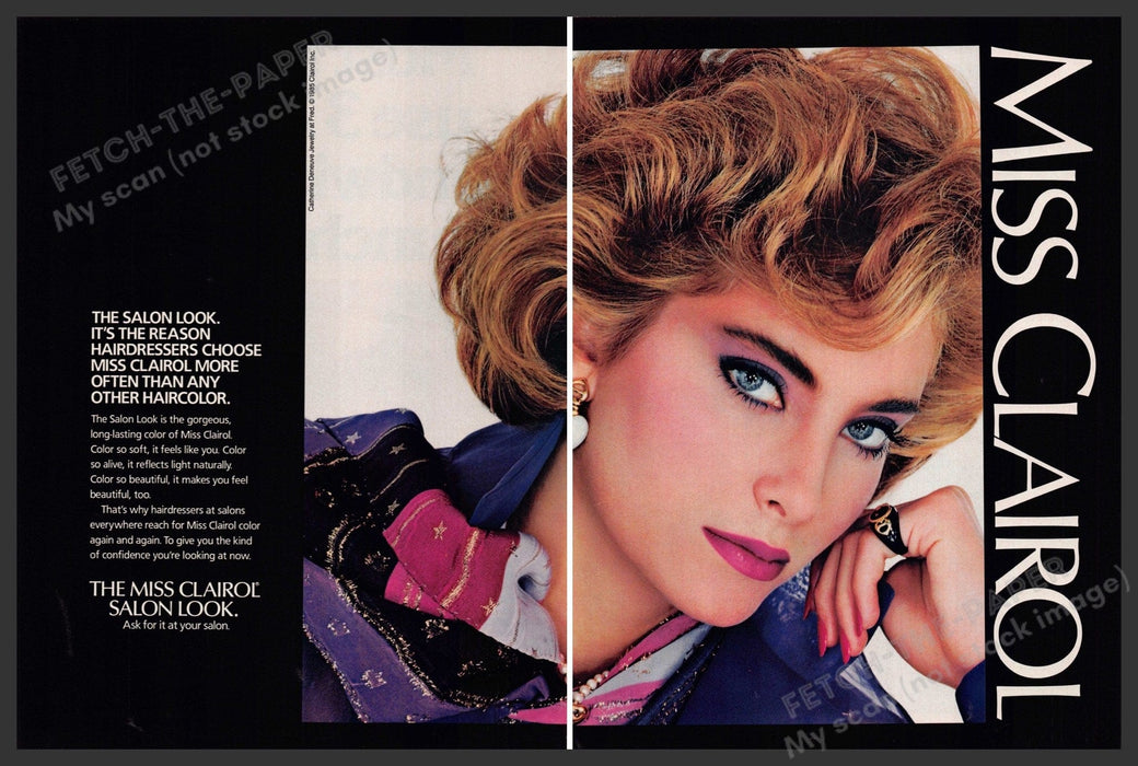 Miss Clairol 1980s Magazine Print Advertisement (2 pages) 1985 Salon Look Miss Clairol