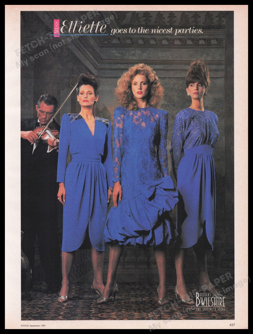 Miss Elliette Clothing Dresses 1980s Print Advertisement Ad 1987 Legs Fetch the Paper!
