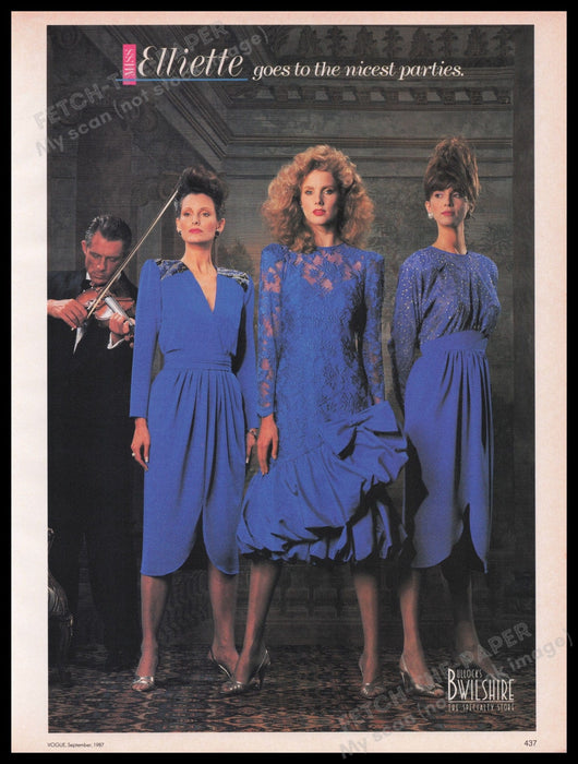 Miss Elliette Clothing Dresses 1980s Print Advertisement Ad 1987 Legs Fetch the Paper!
