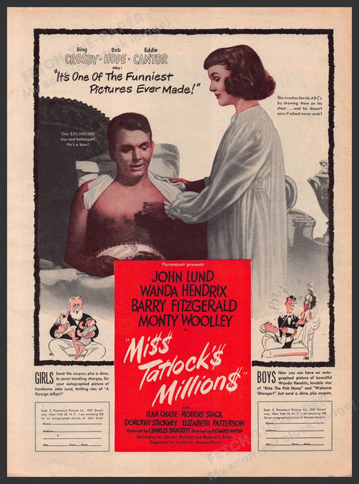 "Miss Tatlock's Millions" Movie Release 1940s Print Advertisement Ad 1948 Fetch-the-Paper