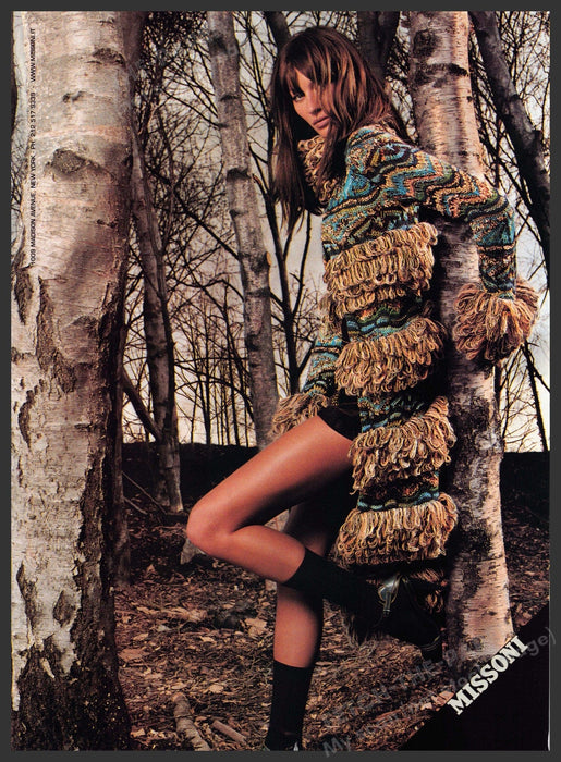 Missoni Gisele Bundchen 2000s Print Advertisement 2002 Legs Trees Bangs Fetch-the-Paper