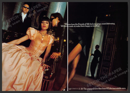 Mitrelle New Fibre from ICI 1980s Print Advertisement (2 pages) 1982 Legs Fetch the Paper!