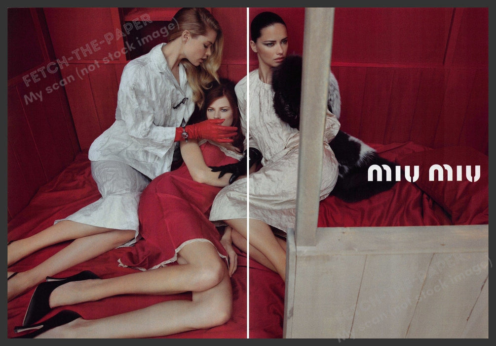 Miu Miu Adriana Lima 2010s Print Advertisement (2 page) 2013 Legs Models Fetch-the-Paper
