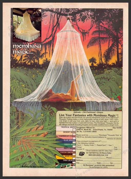 Mombasa 1980s Print Advertisement 1983 Magic Fantasies Legs Woman Netting Fetch-the-Paper