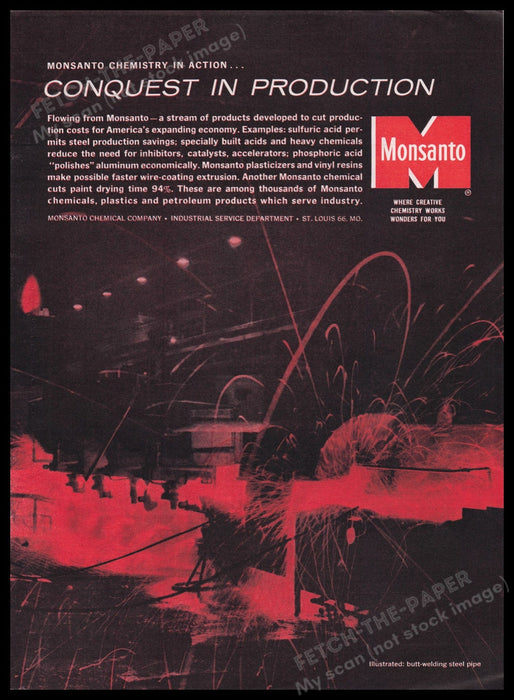 Monsanto Chemical Company Industry 1950s Print Advertisement Ad 1959 Fetch the Paper!
