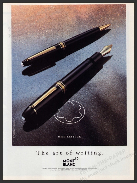 Mont Blanc Pen Meisterstuck 1990s Print Advertisement Ad 1991 The Art of Writing Fetch the Paper!