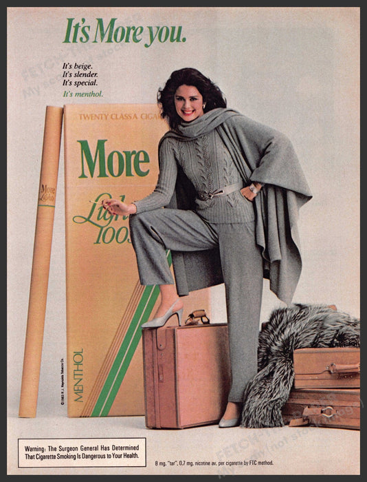 More Light 100s Cigarettes 1980s Magazine Print Advertisement 1983 Luggage More Light 100s