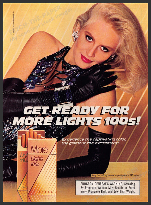 More Lights 100s 1980s Print Advertisement 1985 Blonde "Get ready for more..." More Lights 100s