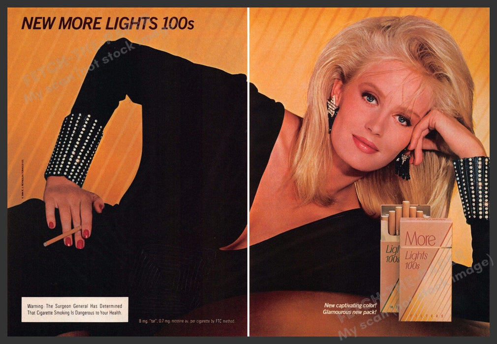 More Lights 100s 1980s Print Advertisement (2 pages) 1984 Beautiful Blonde More Lights 100s