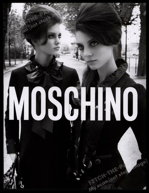 Moschino 2000s Print Advertisement 2005 Black & White Fashion Models Fetch-the-Paper