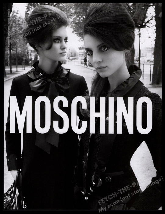 Moschino 2000s Print Advertisement 2005 Black & White Fashion Models Fetch-the-Paper