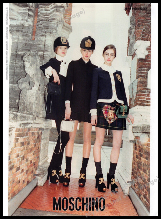 Moschino 2010s Print Advertisement 2013 Legs Socks Girls School Mini Skirts Moschino