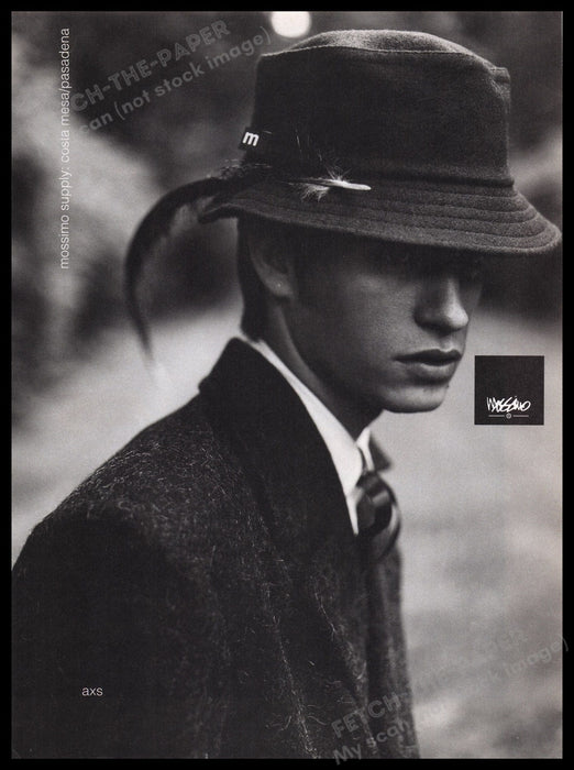 Mossimo Men's Hats 1990s Print Advertisement Ad 1997 Young Male Model Fetch the Paper!