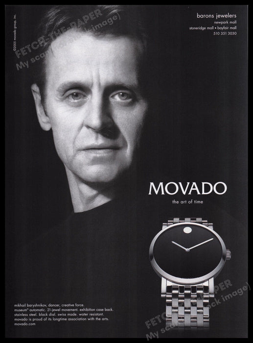 Movado Watch Mikhail Baryshnikov 2000s Print Advertisement Ad 2005 Fetch the Paper!