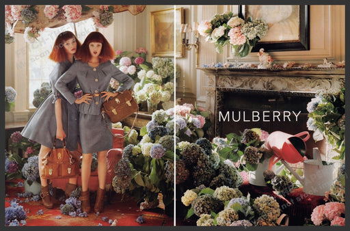 Mulberry Clothing Fashion 2010s Print Advertisement (2 pages) 2011 Hydrangea Fetch-the-Paper