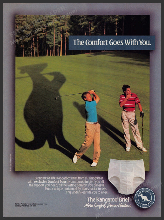 Munsingwear Kangaroo Brief 1990s Print Advertisement Ad 1992 Underwear Pouch Fetch-the-Paper