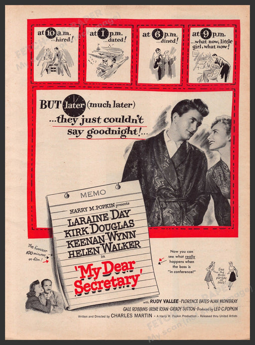 "My Dear Secretary" Movie Release Kirk Douglas 1940s Print Advertisement Ad 1948 Fetch-the-Paper