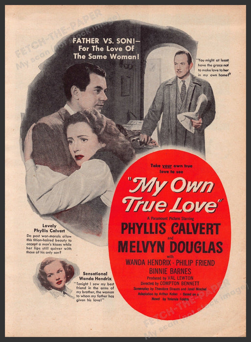 "My Own True Love" Movie Release 1940s Print Advertisement Ad 1949 Fetch-the-Paper
