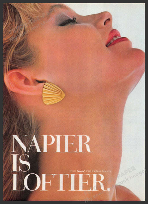 Napier is Loftier 1980s Print Advertisement 1982 Jewelry Fetch-the-Paper