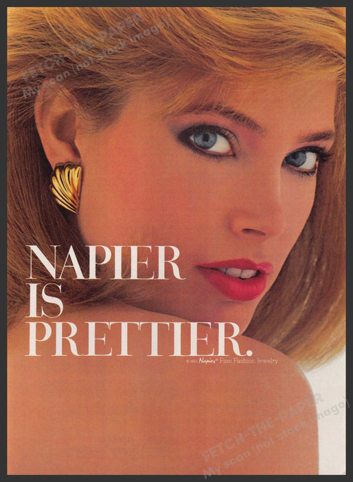 Napier is Prettier 1980s Print Advertisement 1983 Jewelry Fashion Blonde Fetch-the-Paper