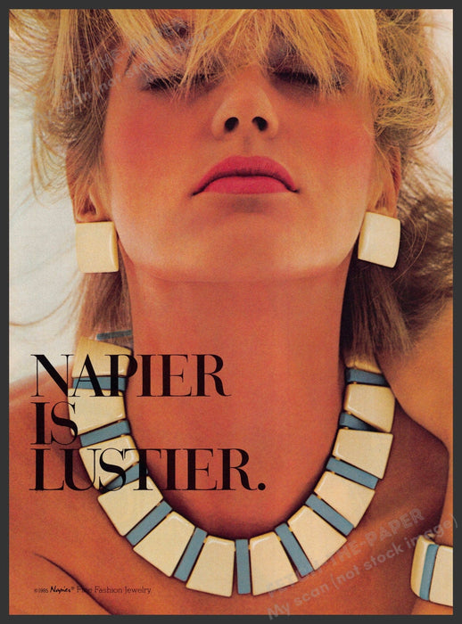 Napier Jewelry 1980s Print Advertisement 1985 "Napier is lustier" Fetch-the-Paper