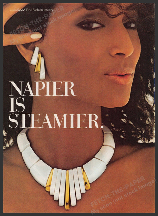 Napier Jewelry 1980s Print Advertisement 1986 "Napier is Steamier" Fetch-the-Paper