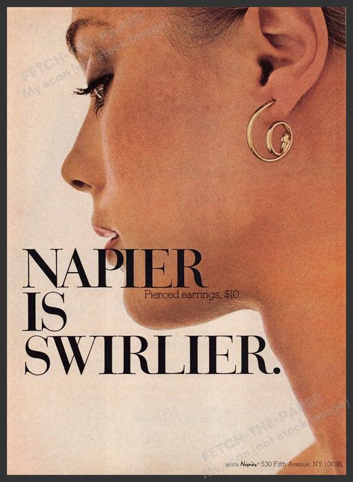Napier Jewelry with Swirlier 1970s Print Advertisement 1979 Fetch-the-Paper