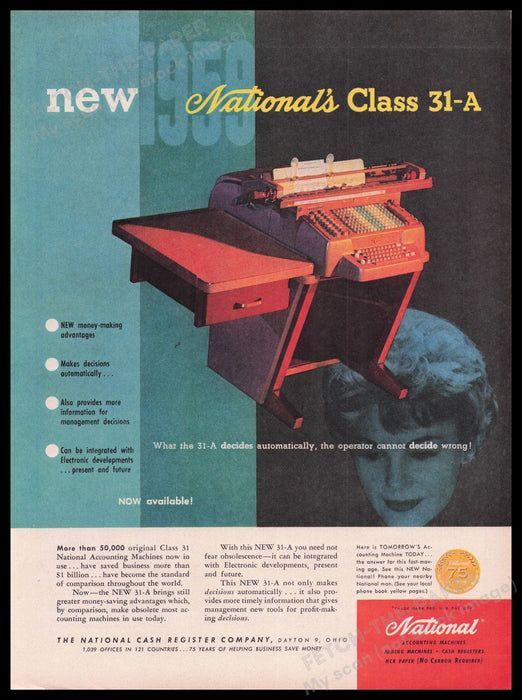 National Cash Register Company 1950s Print Advertisement Ad 1959 Class 31-A Fetch the Paper!