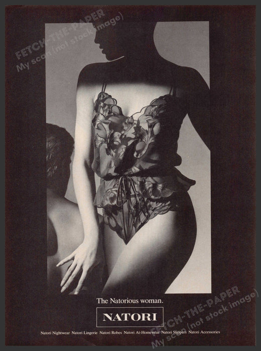 Natori Lingerie 1980s Print Advertisement 1986 Legs Couple Woman Fetch-the-Paper