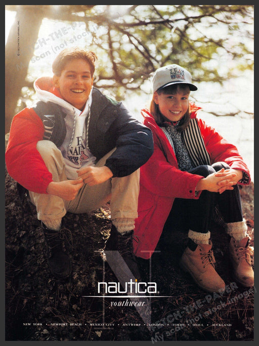 Nautica Youthwear 1990s Print Advertisement 1993 Kids Outdoor Athletic Clothing Fetch-the-Paper
