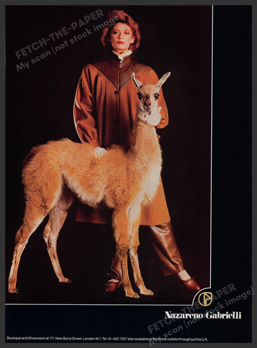 Nazareno Gabrielli Coats Alpaca 1980s Print Advertisement Ad 1982 Fetch the Paper!