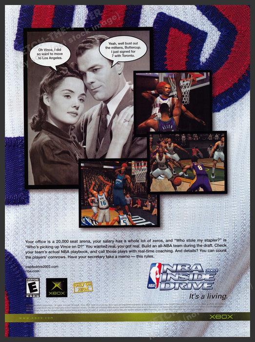 NBA 2002 Inside Drive Video Game 2000s Print Advertisement 2002 Fetch-the-Paper