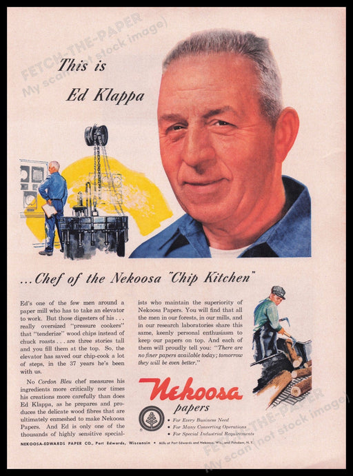 Nekoosa Papers 1950s Print Advertisement Ad 1959 Edwards Wisconsin Fetch-the-Paper