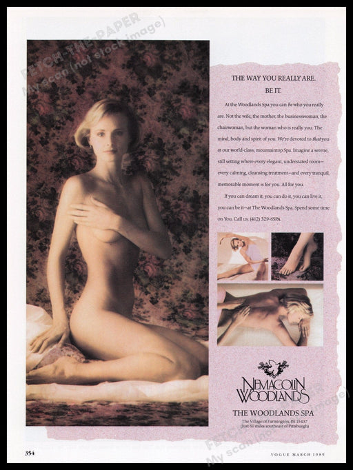Nemacolin Woodlands Spa 1980s Print Advertisement Ad 1989 Bare Fetch the Paper!