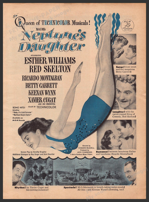 "Neptune's Daughter" Movie Release 1940s Print Advertisement Ad 1949 Fetch-the-Paper