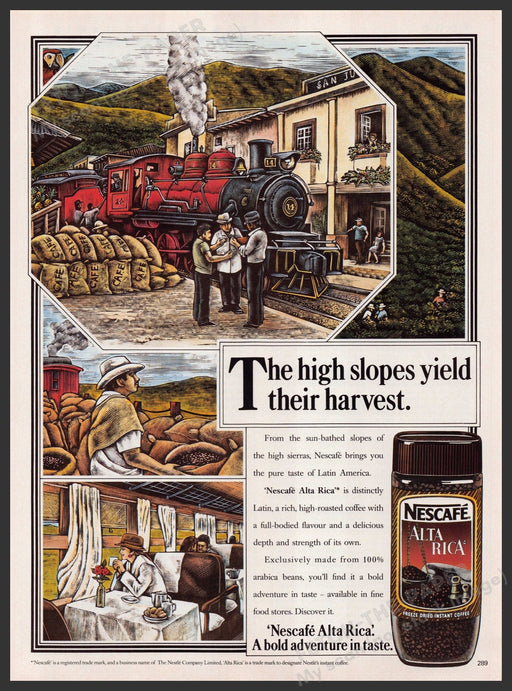 Nescafe Alta Rica Coffee 1980s Print Advertisement Ad 1988 Fetch-the-Paper