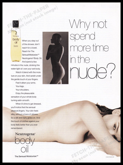 Neutrogena Body Oil 1990s Print Advertisement Ad 1993 Skin Fetch the Paper!