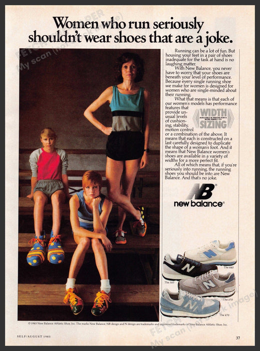 New Balance 1980s Print Advertisement Ad 1985 Women Runners Legs Joke Shoes New Balance