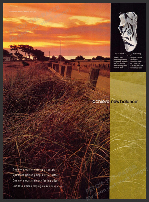 New Balance 1990s Magazine Print Advertisement 1998 W877 Woman Running Sunset New Balance