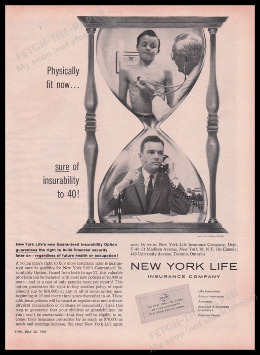 New York Life Insurance Co. Fit Young Man 1950s Print Advertisement Ad 1959 Fetch the Paper!