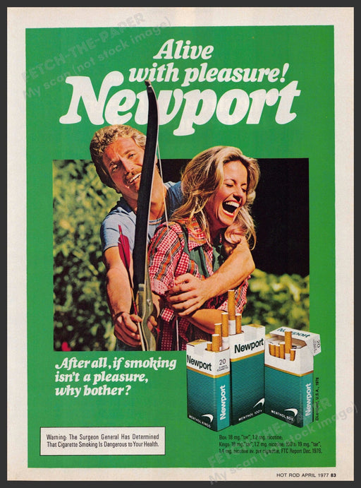 Newport 1970s Magazine Print Advertisement 1977 Archery Bow Couple Newport Cigarettes