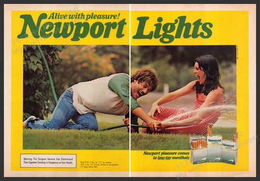 Newport 1980s Magazine Print Ad (2 pages) 1984 Couple Garden Hose Newport