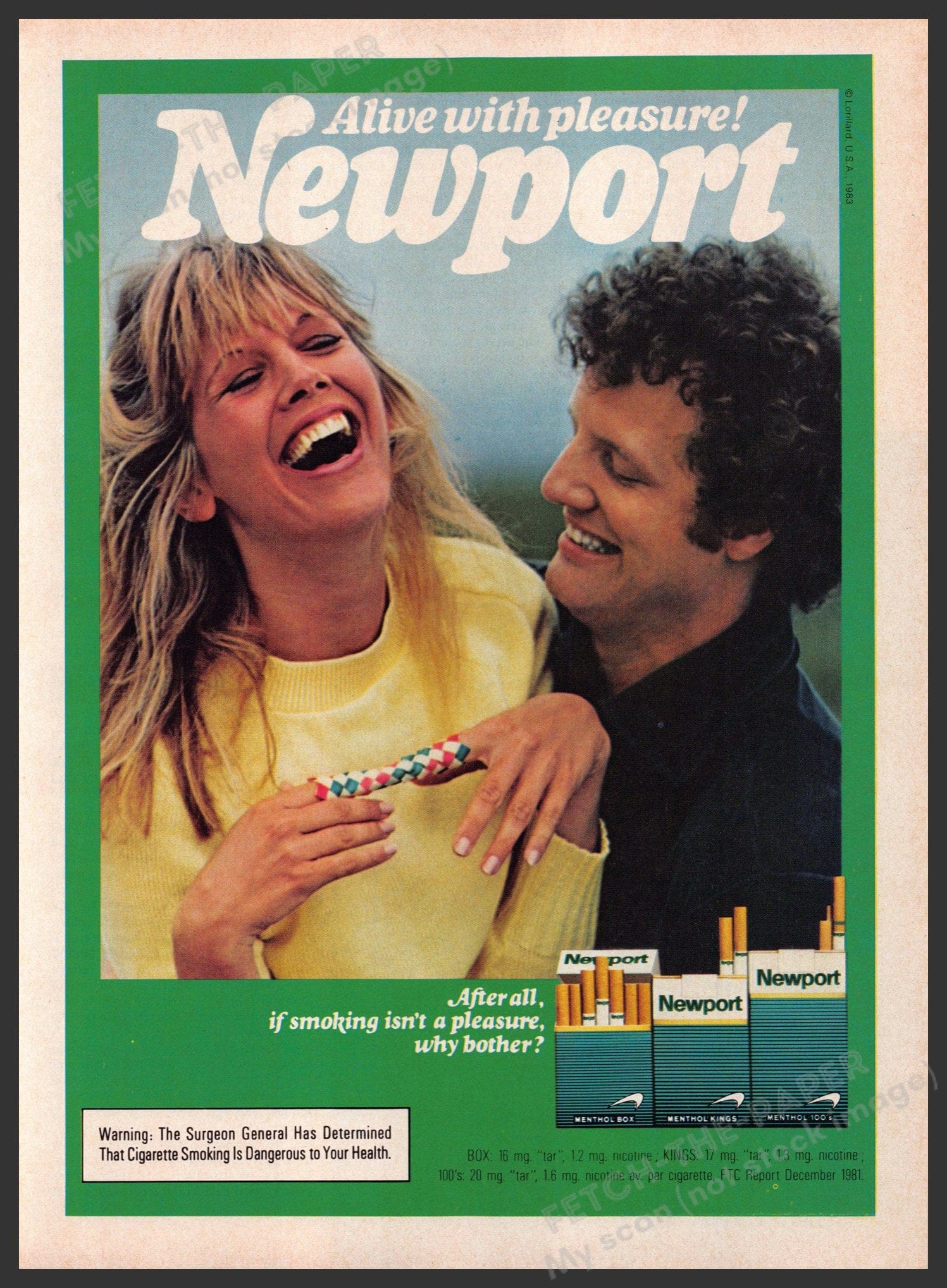 Newport Cigarettes 1980s Print Advertisement 1983 Chinese Finger Trap