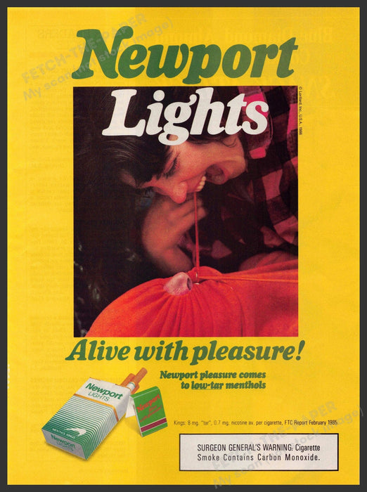 Newport Lights 1980s Magazine Print Advertisement 1986 Couple Sweatshirt Newport Cigarettes