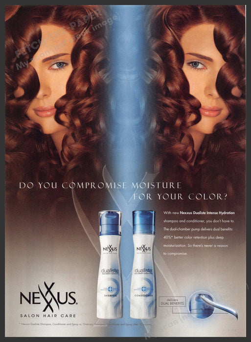 Nexxus Hair 2000s Print Advertisement 2009 Redhead Mirror Image Fetch-the-Paper