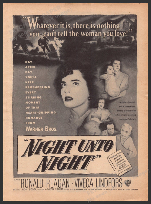 "Night Unto Night" Movie Release 1940s Print Advertisement Ad 1949 Ronald Reagan Fetch-the-Paper