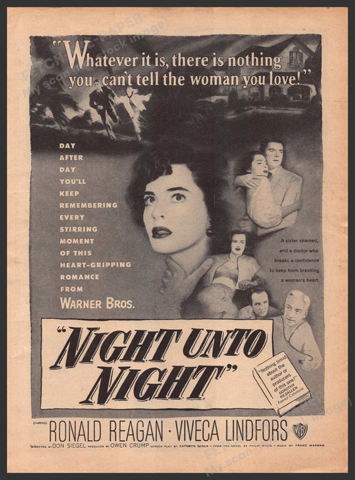 "Night Unto Night" Movie Release 1940s Print Advertisement Ad 1949 Ronald Reagan Fetch-the-Paper