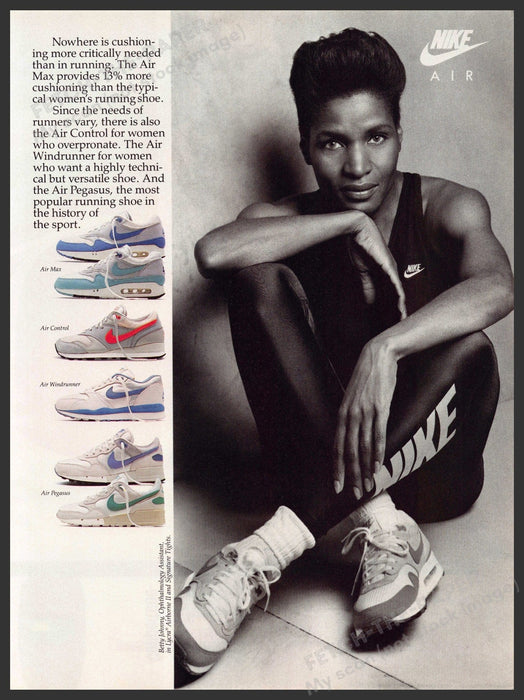 Nike 1980s Magazine Print Advertisement 1988 Betty Johnny Athlete Legs Nike