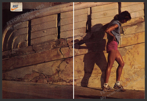 Nike 1980s Magazine Print Advertisement (2 pages) 1984 Legs Roman Runner Nike