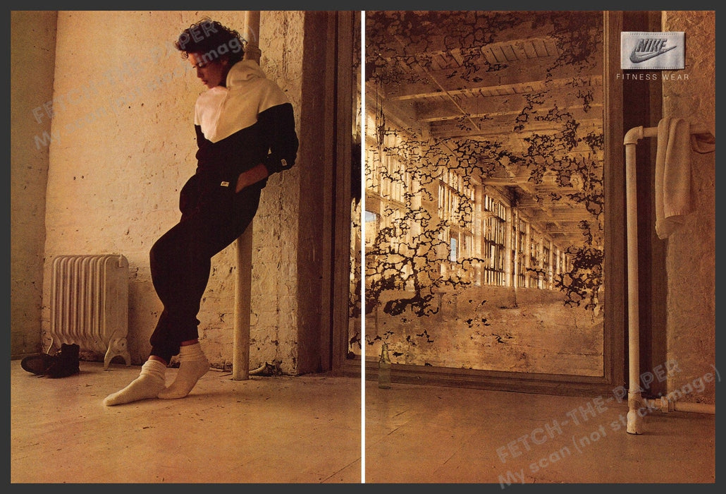 Nike 1980s Magazine Print Advertisement (2 pages) 1986 Mirror Fitness Wear Nike